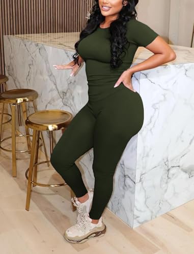 chicyes Workout 2 Piece Sets For Women Summer Casual Two Piece Outfits Short Sleeve Tops Long Pants Lounge Matching Set2