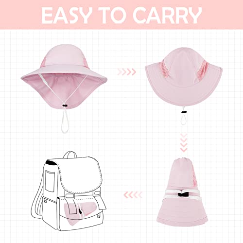 Baby Sun Hat Infant Toddler Kids Summer UPF 50+ Protection Caps for Girls Boys Wide Brim Baby Beach Hats with Neck Flap4