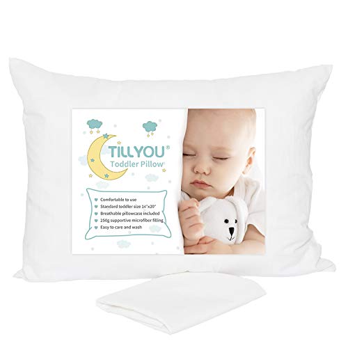 Toddler Pillow with Pillowcase - 100% Egyptian Cotton Baby Pillow for Sleeping