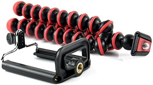 Case Star Octopus Style Portable and Adjustable Tripod Stand Holder for iPhone, Cellphone, Camera and Case Star Cellphone Bag-Red and Black