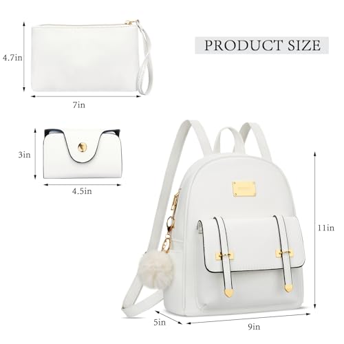 Image of KKXIU 3pcs Fashion Small Synthetic Leather Backpack Purse Cute Mini Bookbag for Women and Girls