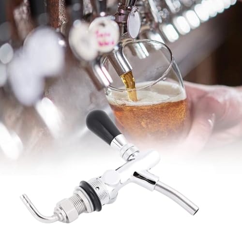 DEWIN Einstellbare Zapfhahn, Bierhahn Beer Keg Hahn Edelstahl G5/8 Adjustable Bier Hahn Entwurf Shank für Hausbar Silber