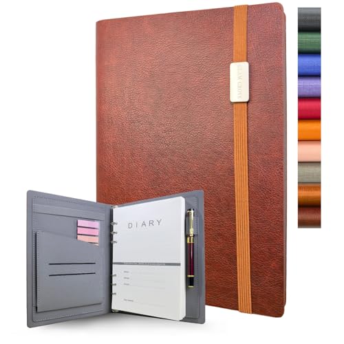 Carnet de notes A5 en cuir couverture rigide rechargeable 160 pages papier épais 100 g