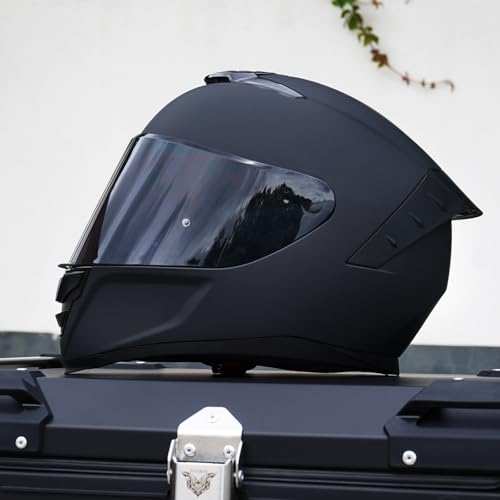 Image of Full Face Motorcycle Helmet,Helmets for Adults Motorcycle, MG611 Motorbike Racing Street Bike Helmets with Black Visor for Men Women,DOT Approved (Matte Black-B, XXL)