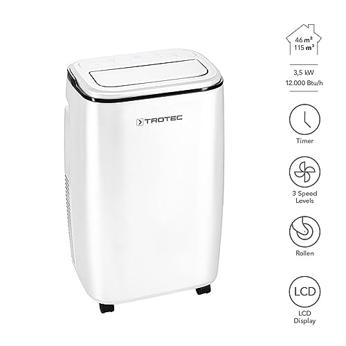 TROTEC PAC 3500 S mobile Klimaanlage 3-in-1 Kühlung Ventilation Entfeuchtung Monoblock-Klimagerät 3,5 kW 12.000 BTU/h 1,3 l/h Entfeuchtungsleistung für Raumgrößen bis 46 m²/155 m³ 3 Ventilationsstufen – Bild 3