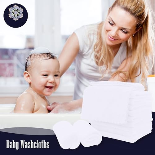 Image of 16 Pack Baby Washcloths - 10x10 Inch, Microfiber baby towel - Absorbent and Soft baby Wash Clothes for Newborns, Infants and Toddlers - Quick Dry for baby boys and girls face towel - White