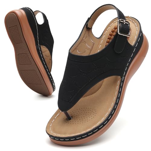 Tilocow Sandals for Women High Arch Support Flip Flops Wedge Sandals Comfortable Beach Shoes Dressy Summer Casual Sandals3