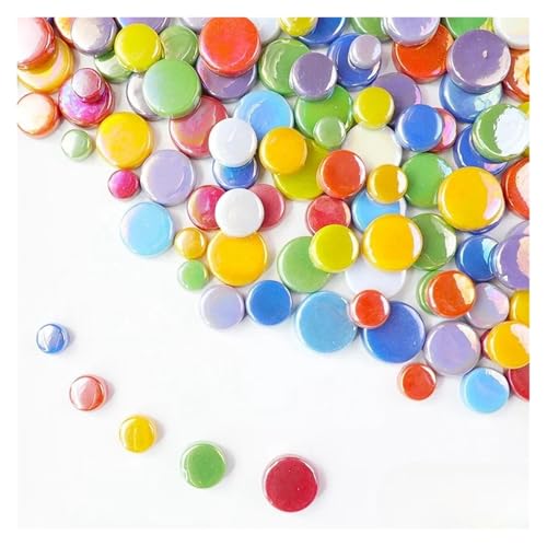 Piastrelle per mosaico, 100 g, in porcellana smaltata, a forma di goccia d'acqua, in porcellana, foglie di salice, rotonde, in vetro (mix di vetro rotondo)