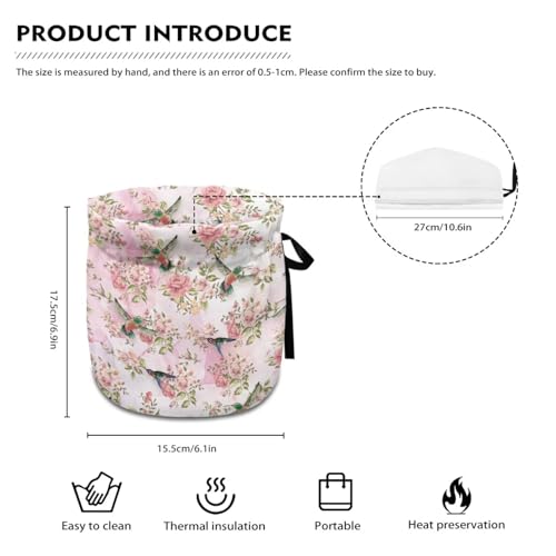 Image of Hummingbird Pink Rose Tea Pot Cozies, Machine Washable Fabric Kitchen Teapot Dust Cover Breakfast Warmer Insulation and Keep Warm, Home Christmas Decor