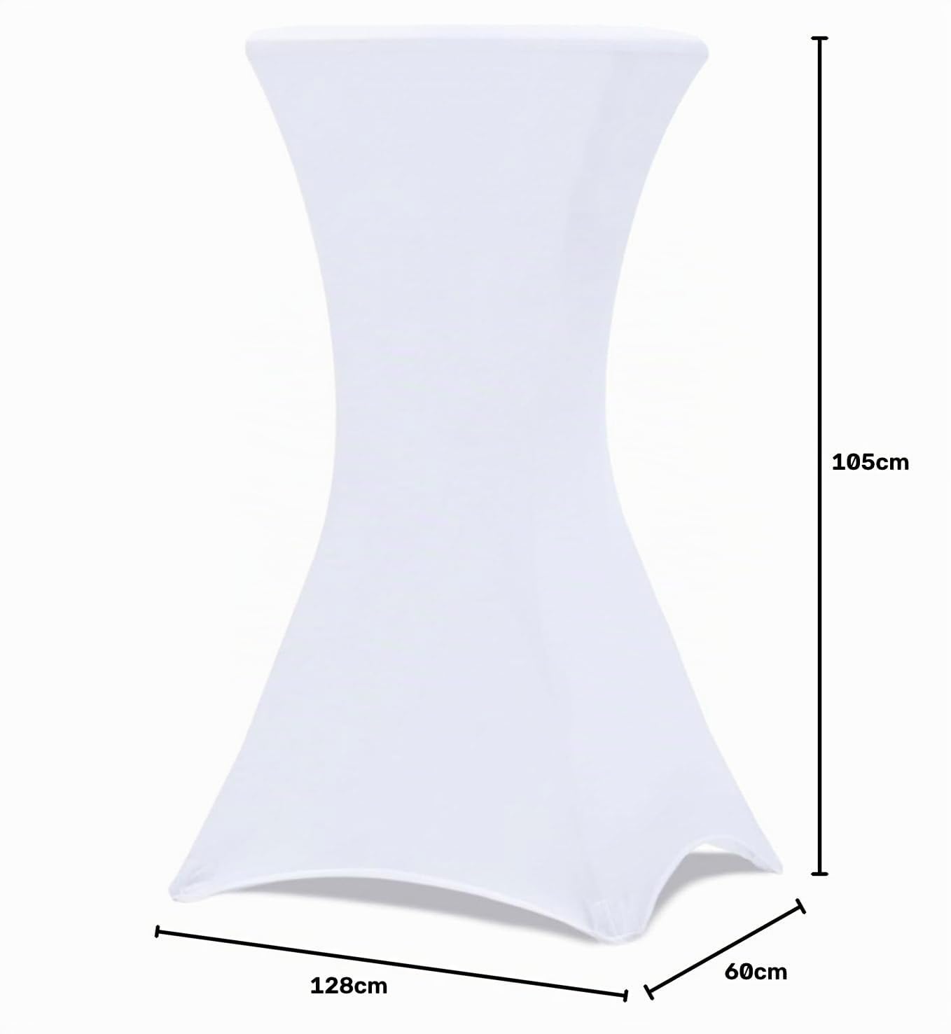 IDMarket – Lote de 2 mesas Altas 105 cm Plegables + 2 Fundas Blancas