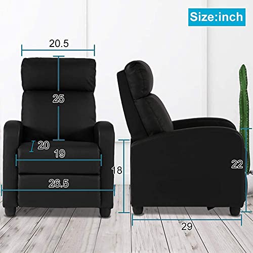 Massage-Recliner-Chair-for-Living-Room-Modern-Recliner-Chair-PU-Leather-Single-Sofa-Recliner-Wingback-Reading-Chair-Home-Theater-Seating-Easy-Lounge-with-Steel-Frame-Black Massage Recliner Chair for Living Room Modern Recliner Chair PU Leather Single Sofa Recliner Wingback Reading Chair Home Theater Seating Easy Lounge with Steel Frame Black