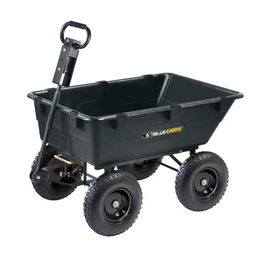 Gorilla Carts GOR866D Heavy-Duty Garden Poly Dump Cart with 2-In-1 Convertible Handle, 1,200-Pound Capacity, 40-Inch by 25-Inch Bed, Black Finish
