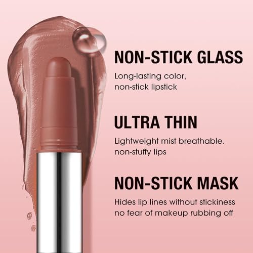 Image of Muted Nude Brown Matte Lipstick Crayon - Waterproof Long Lasting Lip Liner Pencil, High Pigment Creamy Velvet Lipstick, Non-Drying Lip Color for Women, 01#