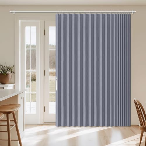 Image of AJAZZ Blackout Accordion Door Curtain 1 Panel 98 inchx78 inch Dark Blue - Magnetic Folding Room Divider, No-Drill Sliding Patio Closet