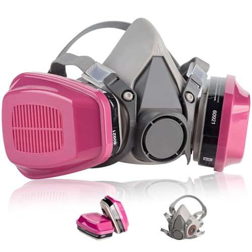 Máscara respiradora de media cara con filtros 60921, máscara de gas reutilizable para pintura en aerosol, resina química, máscaras de polvo para lijar, polvo fino, trabajos de construcción, soldadura