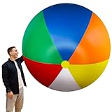Glimin 5 ft or 5.9 ft Giant Inflatable Beach Ball Jumbo Rainbow Ball Extra Large Inflatable Toys for Pool Summer Beach Pool Event Party Massive Games(70.8 in,Rainbow Color)