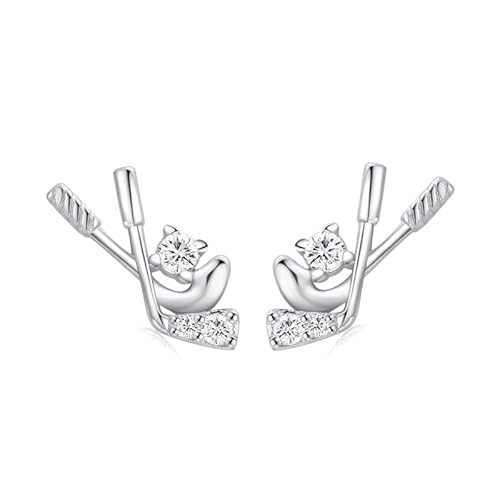 Cz Ohrstecker, Ohrringe Braut Silber Hockeyschläger mit Zirkonia Geschenke Freundin Frau Mutter 12.5mm Cz Ohrstecker, Ohrringe Braut Silber Hockeyschläger mit Zirkonia Geschenke Freundin Frau Mutter 12.5mm