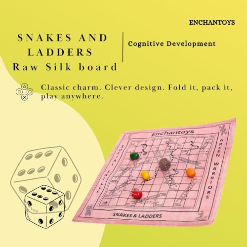 Image of Snakes and ladders Raw Silk Board Game | Vaikuntapali | Moksha Patam | Saap Seedhi |Parama Padam | Chutes and Ladder | Gyan Chauper | Old Time | Fun Board Game
