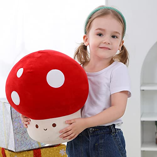 Image of WeBingo Mushroom Plush Pillow, 12 in Cute Mushroom Decor Stuffed Animal Toy | Giant Soft Stuffy for Girl Boy Adult Birthday Christmas Valentine's Day Gifts
