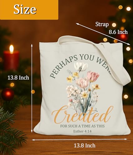 Image of Aesthetic Christian Gifts Tote Bag for Church, Religious Tote Bag for Bible Study, Medium Size with Inner Pocket