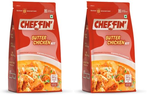 Image of Cheffin' Butter Chicken Masala 285g | Ready to Cook in 10 mins | Serves 2-3 | Just add Fresh Chicken or Paneer | All Natural, No Preservatives | 3-Pouch Cooking Kit for Restaurant Style Taste at Home