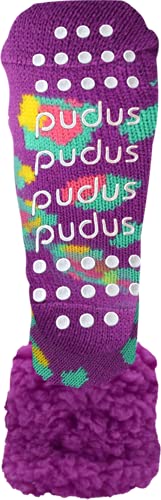 Image of Pudus Cozy Winter Slipper Socks Women & Men w Non-Slip Grippers Faux Fur Sherpa