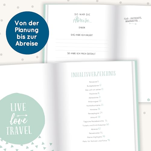 Foto von Mein Reisetagebuch, Urlaubstagebuch zum Ausfüllen und selbst gestalten, Hardcover mit 104 Seiten, um alle Erinnerungen einzufangen