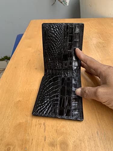 Genuine Alligator Bifold Wallet For Men, Real Crocodile Wallets Men (Black Alligator Tail Skin)3