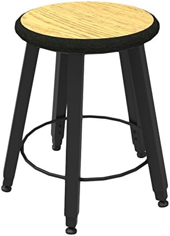 WB Manufacturing Adjustable Five-Legged Square Tube Fully Welded Stool with Lotz Armor Edge Seat, 18" to 28", Bannister Oak Laminate