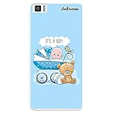 dakanna Funda para [Bq Aquaris M5.5 - M 2017] de Silicona Flexible, Dibujo Diseño [Carro de bebé con Osito y Frase: es un niño], Color [Borde Transparente] Carcasa Case Cover de Gel TPU