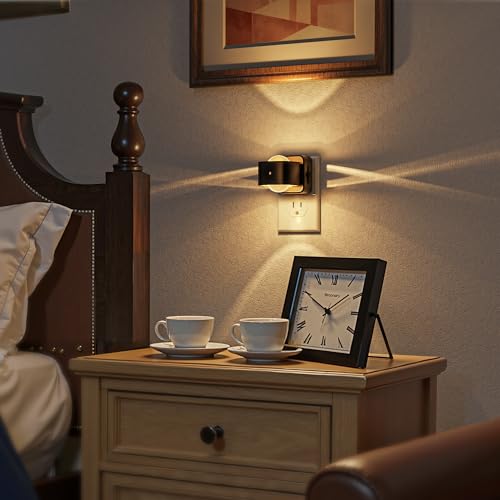 Image of Briignite Night Light Projector, LED Night Lights Plug into Wall, 180 Rotating Night Light for Kids, Dusk to Dawn Sensor, 0-150LM Dimmable, Warm White Ambient Lighting for Bathroom, Gifts