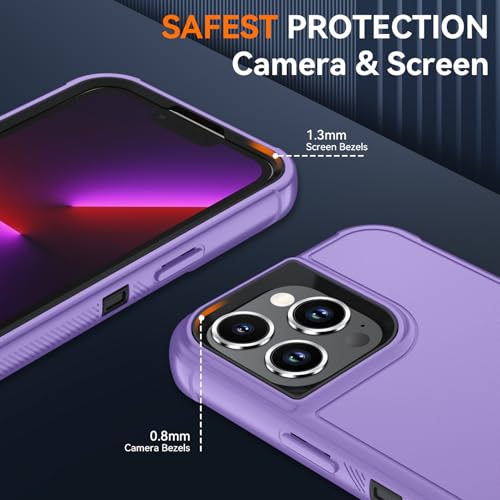 Image of SunStory Compatible with iPhone 13 Pro Case with HD Screen Protector, 3-Layer Heavy Duty Full-Body Cover,3 in 1 Hybrid Protective Case for iPhone 13 Pro 6.1 inch,Violet