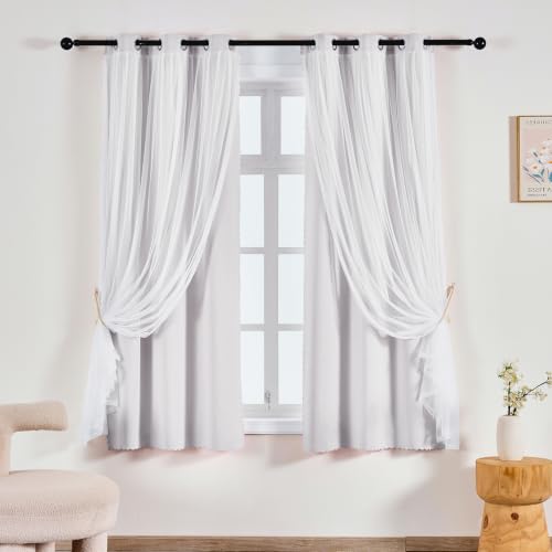 Image of Anytime Double Layer Blackout Curtains 2 Panels,35Wx63L,Greyish White
