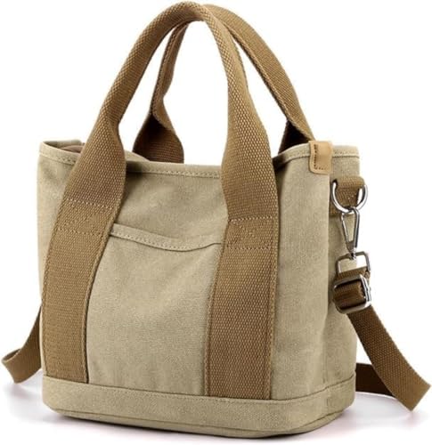 Image of Small Tote Bag with Zipper, 2024 Canvas Multi-Pocket Crossbody Bag Shoulder Bag Satchel Hobo Bag Messenger Bag