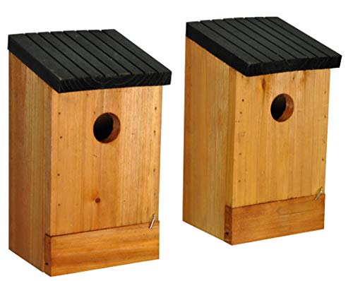 Selections Traditional Wooden Bird Nest Box Bird House (Pack of 2)