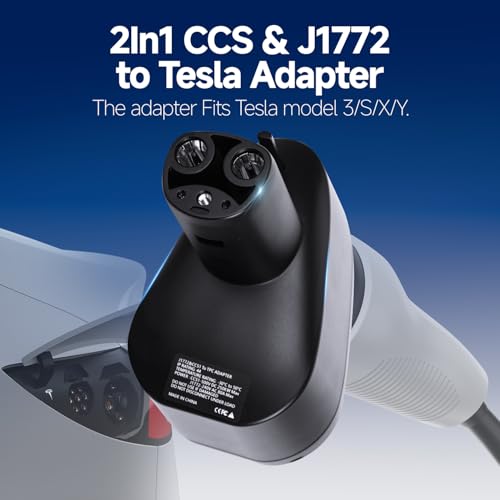 2In1 CCS & J1772 to Tesla Adapter, 80A/250KW Super Fast CCS1 to Tesla Charging Adapter, Fit for Tesla Model Y, 3, S, X, Compatible with Level 1 2 3 Charging Stations with CCS1& J1772 Plug