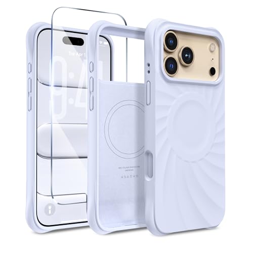 HSAOHD Magnetic for iPhone 17 Pro Case 6.3", Compatible with MagSafe, [Integrated Silicone Camera Control Cover] [Screen Protector], 2X MIL-STD Drop Protection Case for iPhone 17 Pro, Light Purple by HSAOHD - Used condition - US$11.24