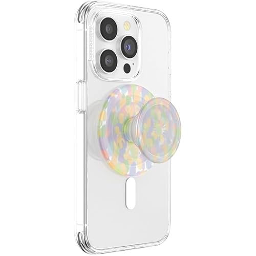 PopSockets Phone Grip for MagSafe with Kickstand, Magnetic Stand, Swappable Top, Secure Hold for iPhone MagSafe Cases, Phone & Tablet Grip, Cute PopSockets - Rainbow Glass
