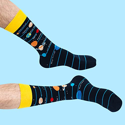 BISOUSOX Mens Dress Socks Funny Fun Colorful Crazy Funky Crew Socks for Men Novelty Happy Cotton Size 9-12