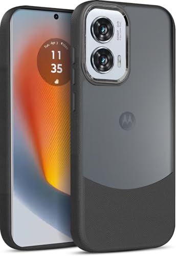 Image of MINTZZ Moto Edge 50 Fusion Back Cover, Leather Design, Protective Cover with Camera Lens Protection, Premium Grip & Slim Fit Durable, Edge 50 Fusion Case (Black, Moto Edge 50 Fusion)