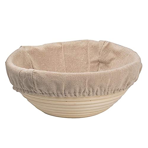 Cesta redonda de 9 pulgadas a prueba de Banneton hecha a mano de mimbre con forro extraíble, perfecta para artesanos