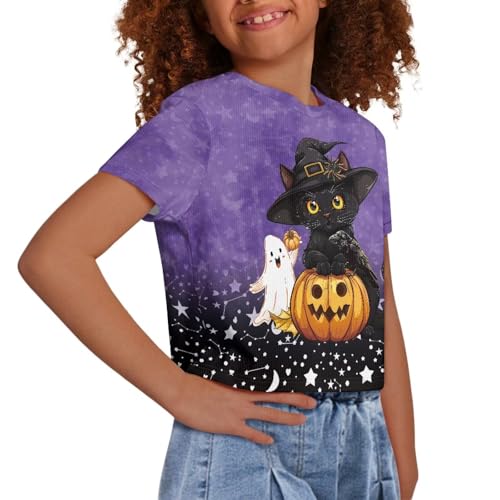 Image of Kids Crop Top Short Sleeve T-Shirts for Girls Size 5-14