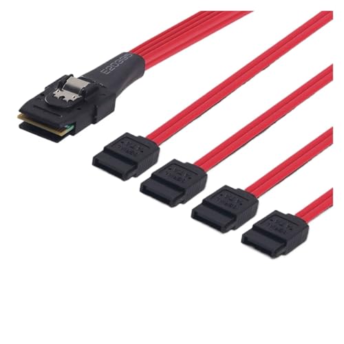 Cable S-AS SFF-8087 a 4 SATA 7P 1.0 m rojo