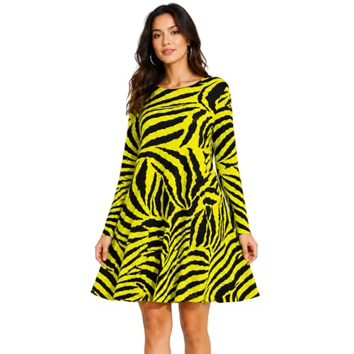 Vestido de manga larga con estampado de cebra en color neón talla grande
