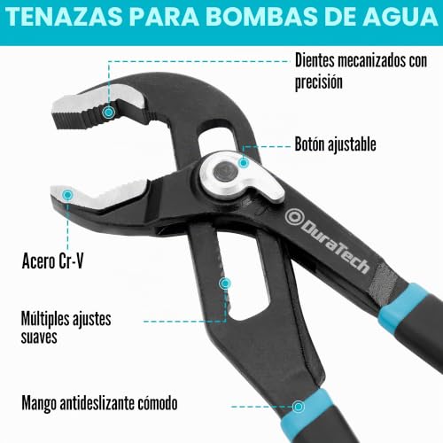 Miniatura 2 de Duratech Juego De 3 Alicates De Bomba De Agua, 200mm 250mm 300mm, Alicates De Ranura Con Ajuste Rápido, Herramientas De Fontanería Con Gran Capacidad De Apertura, Estuche Enrollable