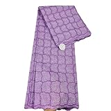 Fashion 5 Yards Swiss Voile Lace Fabric Nigerian Cotton Dry Lace for Sewing Evening Party Dresses (Purple)