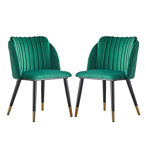 SJIALEN 2pcs Kitchen Dining Chairs,for Dining Room Hotel Office Lounge Chair Soft Padded Seat and Backrest Golden Velvet Chair Kitchen Chair (Color : Green)