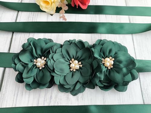 Flower Girl Sash Belt for Dresses Bride/Bridesmaid Sash Belts Flower Pearls Sashes for Wedding Dress2
