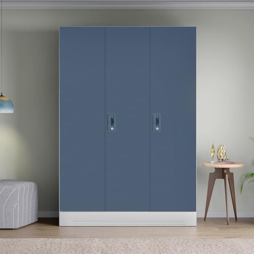 Image of Interio by Godrej Slimline 3-Door Steel Almirah (Blue Fusion), 1-Year Warranty, 1 Locker