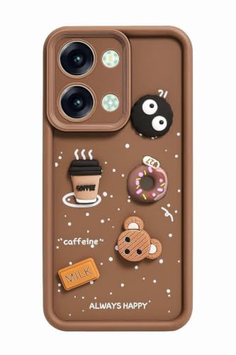 Image of Bintage Cute Fun Ball | Taddy Cartoon 3D Smiley Coffee Cup | Milk Donut | Full Protection Rubber Back Cover Compatible for itel P683L / itel P40 Plus - Brown